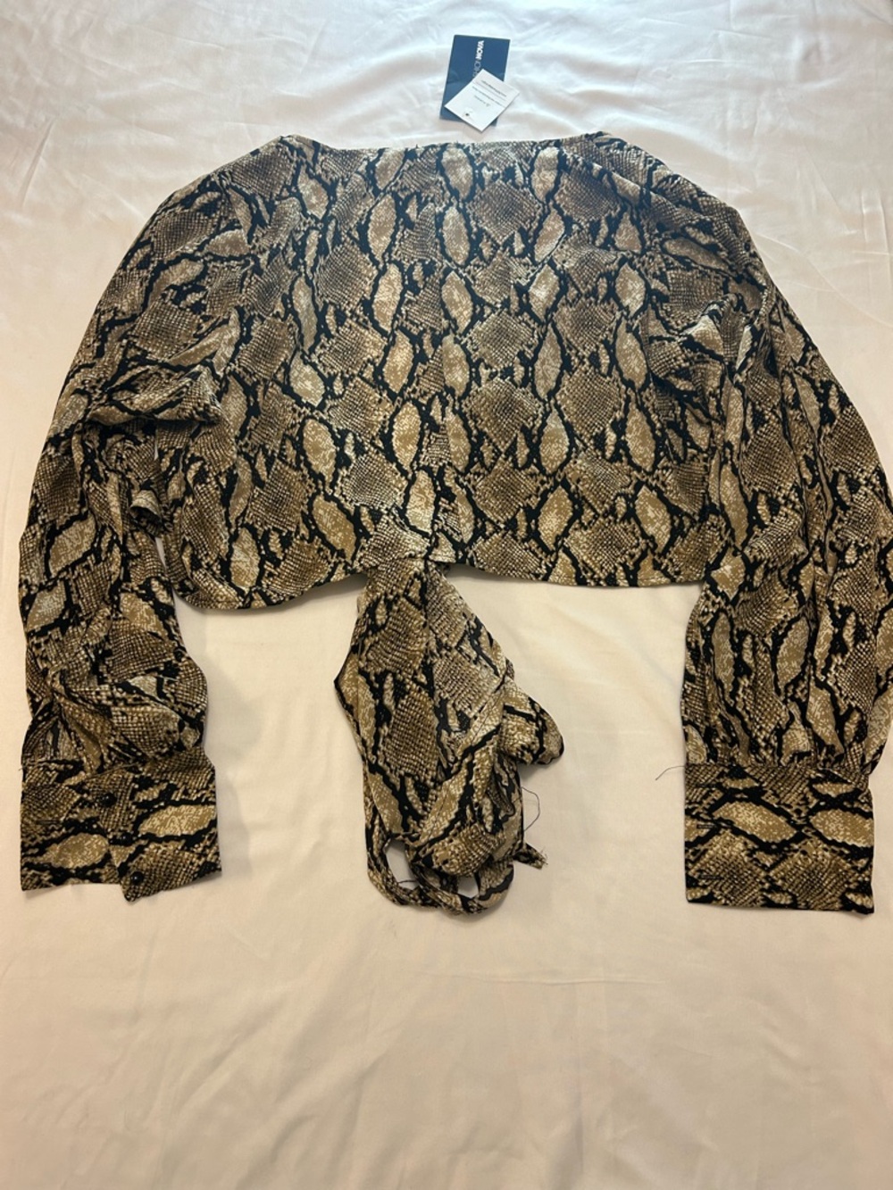 Fashion Nova Brown Snake Print Tie-Front Blouse - Picture 2 of 7